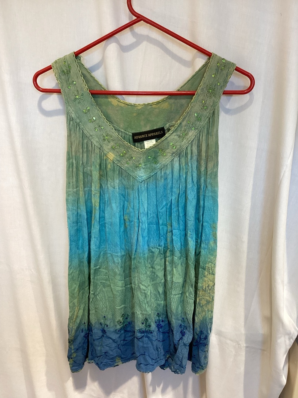 Advance Apparels Green-Blue Ombre Sleeveless Tunic Top